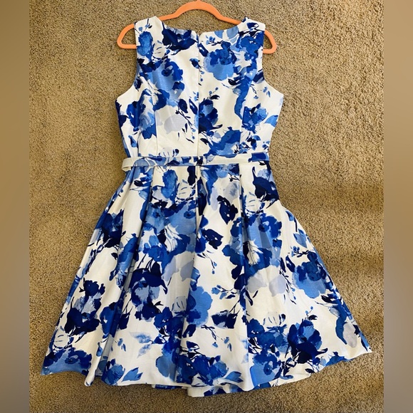 Eliza J New York White with Blue Florals Event Dress - Picture 4 of 10